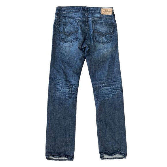 Guess Jeans Lincoln Slim Straight Mens 29x33 Dark Wash Whiskered Mid Rise - Picture 4 of 8